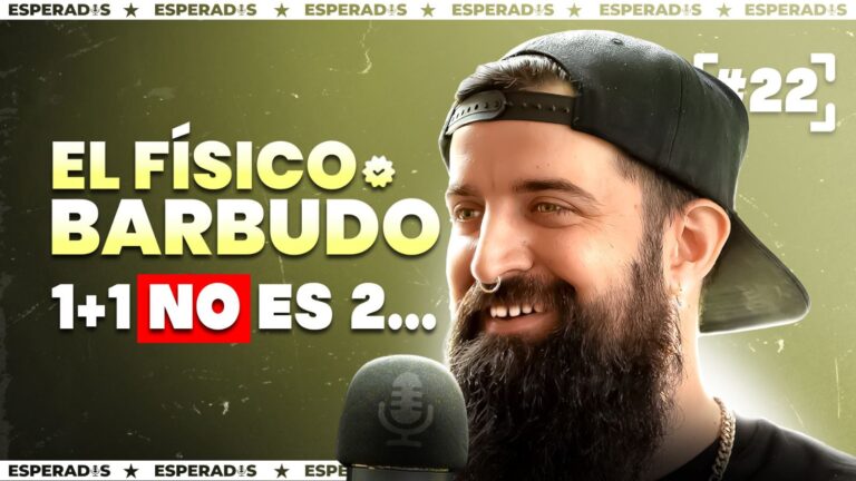 Portada de un podcast. El texto pone El Físico Barbudo, 1+1 no es 2... Aparece la cara de un hombre con barba y gorra negra sonriendo, detrás de un micro.